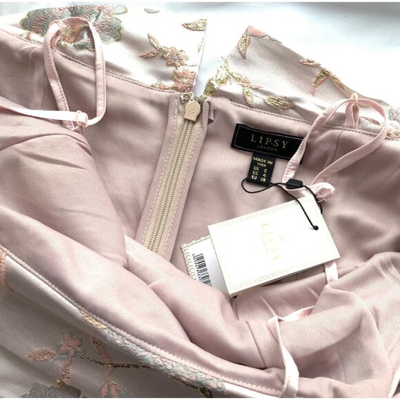 Lipsy womens dress New with tags party cocktails wedding pink gold jacquard shor - Picture 12 of 16